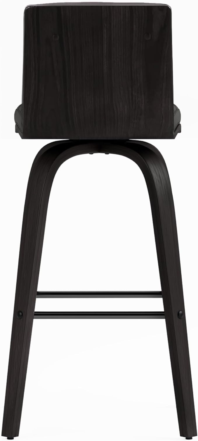 Armen Living Vienna 26" Swivel Counter Stool in Black Wood Finish with Gray Faux Leather - Set of 2