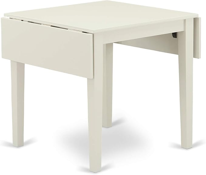 East West Furniture NDVA5-LWH-C 5 Piece Modern Dining Table Set Includes a Rectangle Wooden Table with Dropleaf and 4 Linen Fabric Dining Room Chairs, 30x48 Inch, Linen White