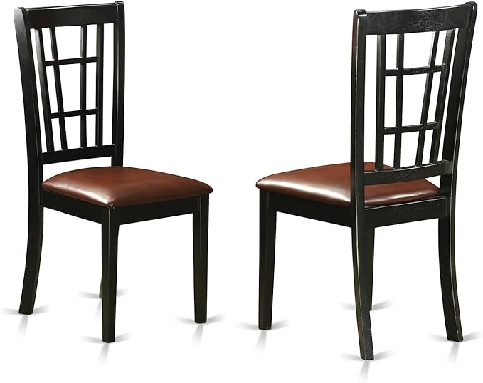 East West Furniture PLNI7-BCH-LC 7 Piece Modern Dining Table Set Consist of an Oval Wooden Table with Butterfly Leaf and 6 Faux Leather Dining Room Chairs, 42x78 Inch, Black & Cherry