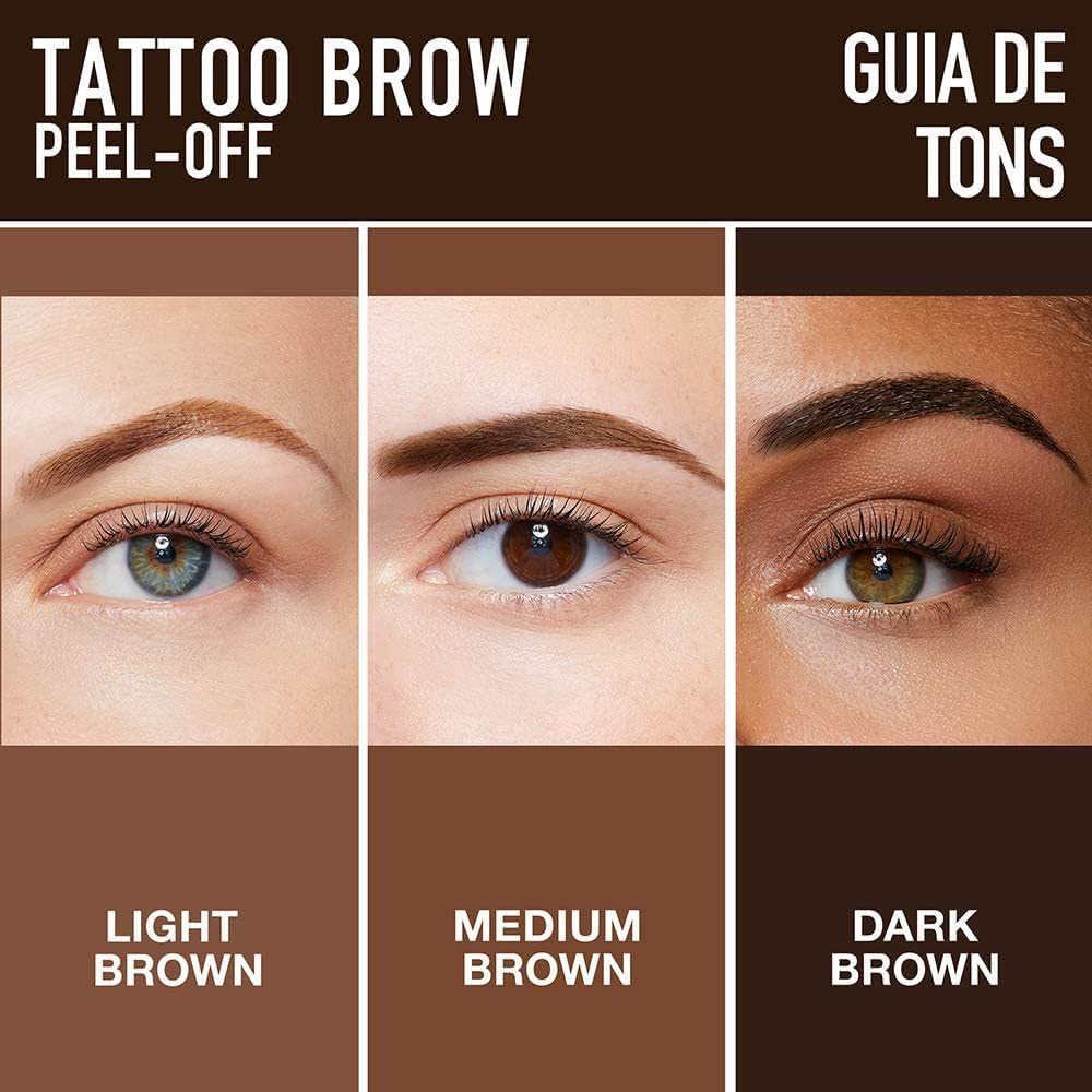 Tattoo Eyebrow Gel Easy Peel Off, Peel Off Eyebrow Tint, Easy Peel off Eyebrow Gel, Peel Off Eyebrow Tint, Waterproof & Sweatproof for All Skin Types (#1 Light Brown + #2 Medium Brown)
