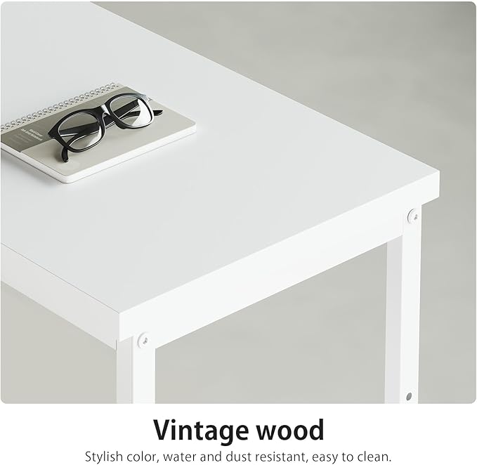 55" Computer Desk with Drawers, Desks for Bedrooms, Writing Desk with Storage, Work Desk for Small Space, White