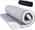 Tiita Memory Foam Mattress Topper Twin Size, 4" Thicken Futon Mattress with Storage Bag and 2 Straps, Portable Roll Up Travel Car Camping Mattress Floor Sleeping Pad, Grey
