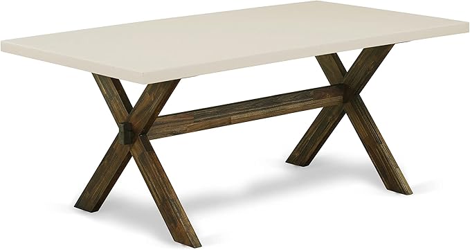 East West Furniture X727MZ748-9 9 Piece Dining Table Set Includes a Rectangle Dining Room Table with X-Legs and 8 Coffee Linen Fabric Upholstered Chairs, 40x72 Inch, Multi-Color