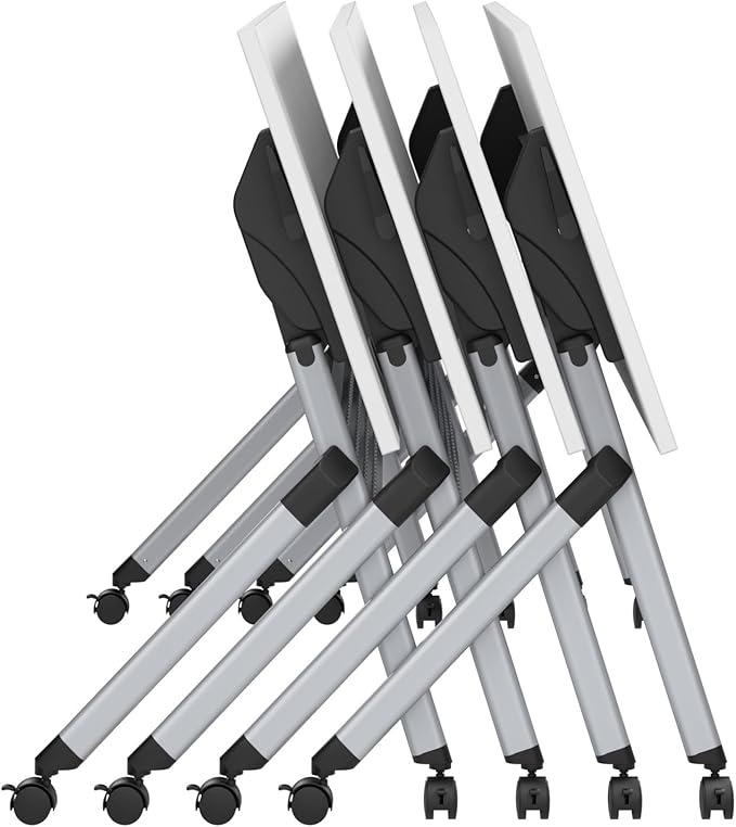 Bush Business Furniture Folding Training Table, 60 inch Desk, Commercial-Grade Bundle for Office or Classroom, Envision Collection, White