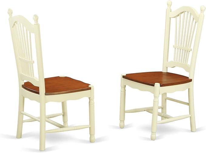 East West Furniture DOVE7-WHI-W 7 Piece Dining Room Furniture Set Consist of a Rectangle Kitchen Table with Butterfly Leaf and 6 Dining Chairs, 42x78 Inch, Buttermilk & Cherry