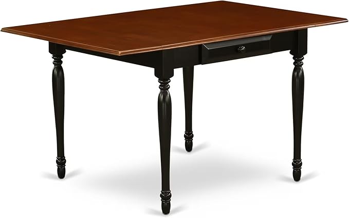 East West Furniture MZKE5-BCH-W 5 Piece Modern Dining Table Set Includes a Rectangle Wooden Table with Dropleaf and 4 Dining Chairs, 36x54 Inch, Black & Cherry