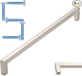 KOOFIZO Solid Square Bar Cabinet Handle - Brushed Nickel Furniture Pull, 7.6 Inch/192mm Screwhole Distance, Pack of 5 for Kitchen Cupboard Door, Bedroom Dresser Drawer, Bathroom Wardrobe Hardware