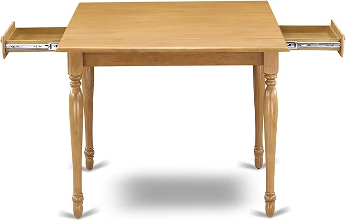East West Furniture MZAN5-OAK-LC 5 Piece Modern Dining Table Set Includes a Rectangle Wooden Table with Dropleaf and 4 Faux Leather Upholstered Dining Chairs, 36x54 Inch, Oak