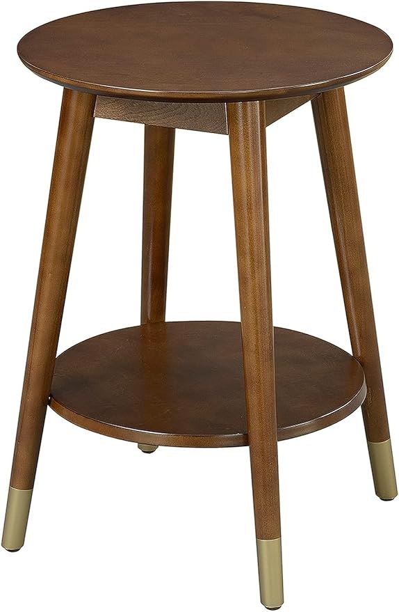 Convenience Concepts 7103050ES Wilson Mid Century Round End Table with Bottom Shelf, Espresso, 18 in x 18 in x 24 in (D x W x H)