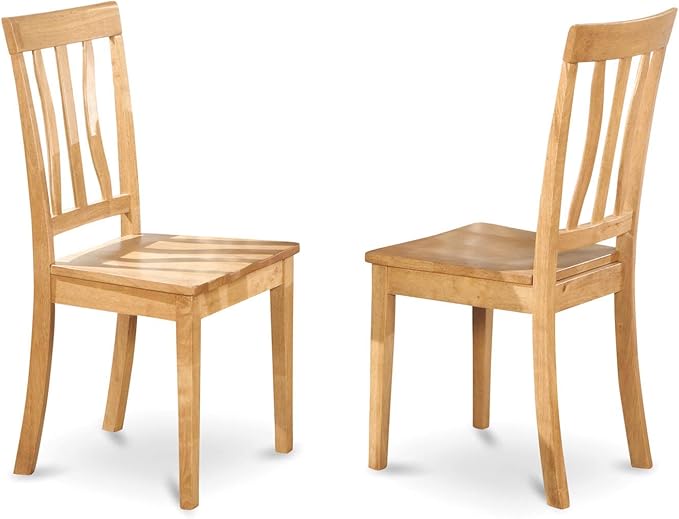 East West Furniture NDAN3-OAK-W 3 Piece Dining Room Furniture Set Contains a Rectangle Dining Table with Dropleaf and 2 Wood Seat Chairs, 30x48 Inch, Oak