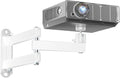 WALI Foldable Projector Wall Mount Universal Adjustable Wall Projector Mount Aluminum Alloy Projectors Stand,1/4" M4 M6 Screw Size,(1330LM-PMW), White