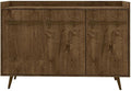 Manhattan Comfort Bradley Buffet Cabinet with Storage, Mid Century Modern Sideboard with 4 Shelves and Soft Close Doors, TV Stand Media Console for up to 50" Screens, 53.54" Long, Rustic Brown