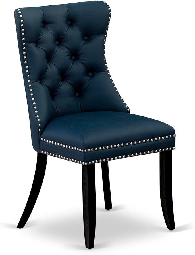 East West Furniture LGDA9-BLK-29 9 Piece Dinette Set Includes a Rectangle Dining Table with Butterfly Leaf and 8 Polyester Fabric Upholstered Chairs, 42x84 Inch, Black
