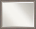 Amanti Art Grey Wall Mirror 26x32 Greywash Rectangle Bathroom Mirror for Wall Decor Living Room, Large Country Rustic Wood Frame, Hangs Horizonally and Vertically, Bathroom Decor, Beveled Edge