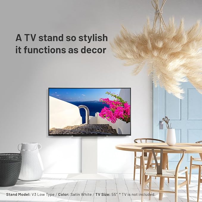 WALL V3 High Type | Sleek 32-80 Inch Universal Ultra Thin TV Stand | White Oak | for Living Room and Bedroom, Space Saving, Adjustable Mount, No Drill, Japan-Engineered Design