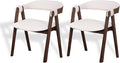 CONSDAN Dining Chairs Set of 2, Solid Wood Frame, Sturdy Construction, Ergonomic Design, Plush Faux Sherpa Cushions, Faux Leather Covered Back