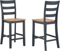 Signature Design by Ashley Gesthaven Solid Wood Frame Counter Height Barstool, Set of 2, Slate Blue/Natural