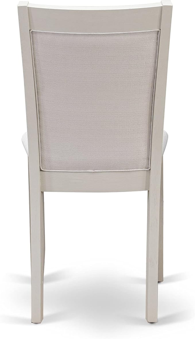 East West Furniture X027MZ001-7 7 Piece Modern Dining Table Set Consist of a Rectangle Wooden Table with X-Legs and 6 Cream Linen Fabric Parson Dining Chairs, 40x72 Inch, Multi-Color
