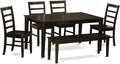 East West Furniture CAPF6-CAP-W 6 Piece Dining Table Set Contains a Rectangle Wooden Table and 4 Dining Room Chairs with a Bench, 36x60 Inch, Cappuccino
