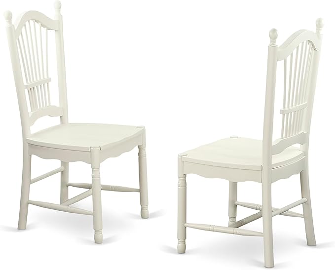 East West Furniture DOVE9-LWH-W 9 Piece Dining Room Furniture Set Includes a Rectangle Wooden Table with Butterfly Leaf and 8 Kitchen Dining Chairs, 42x78 Inch, Linen White