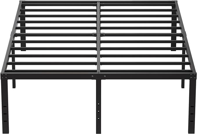 EMODA 20 Inch Tall Full Size Bed Frame with Large Storage Space, Easy Assembly Heavy Duty Metal Platform No Box Spring Needed, Noise Free, Black