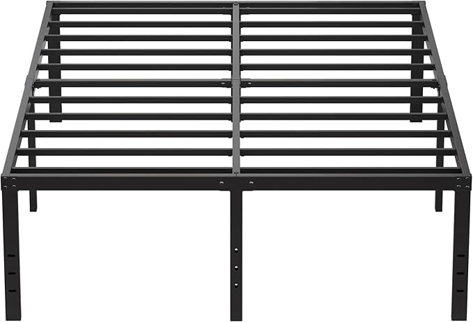 EMODA 20 Inch King Bed Frame No Box Spring Needed, Heavy Duty Tall Metal Platform with Large Storage Space, Noise Free, Easy Assembly, Black
