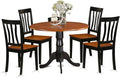 East West Furniture DLAN5-BCH-W 5 Piece Dinette Set for 4 Includes a Round Dining Table with Dropleaf and 4 Dining Room Chairs, 42x42 Inch, Black & Cherry