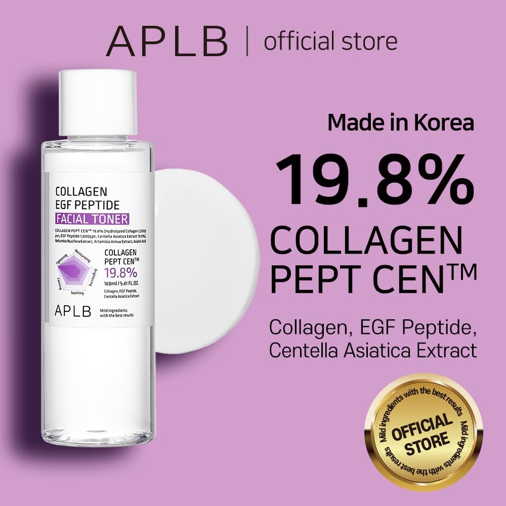 APLB Collagen EGF Peptide Facial Toner | Collagen PEPT CEN™ 19.8% 5.41 FL.OZ/Korean Skincare, Elasticity Care, Replenishing Moisture, Revitalize for Gentle and Improve Skin Texture