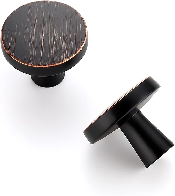 Ravinte 25 Pack Drawer Pulls 1-1/4 Inch Kitchen Cabinet Knobs Solid Round Dresser Drawer Knobs Oil-Rubbed Bronze Dresser Knobs Drawer Knobs Simple Cabinet Hardware for Cupboard Drawer Pulls