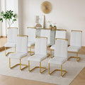 Dining Chairs Set of 8, Faux Leather with Plated Chrome Metal Frame, Modern Kitchen Chairs with Padded Seat High Back for Dining Room, Kitchen, Living Room