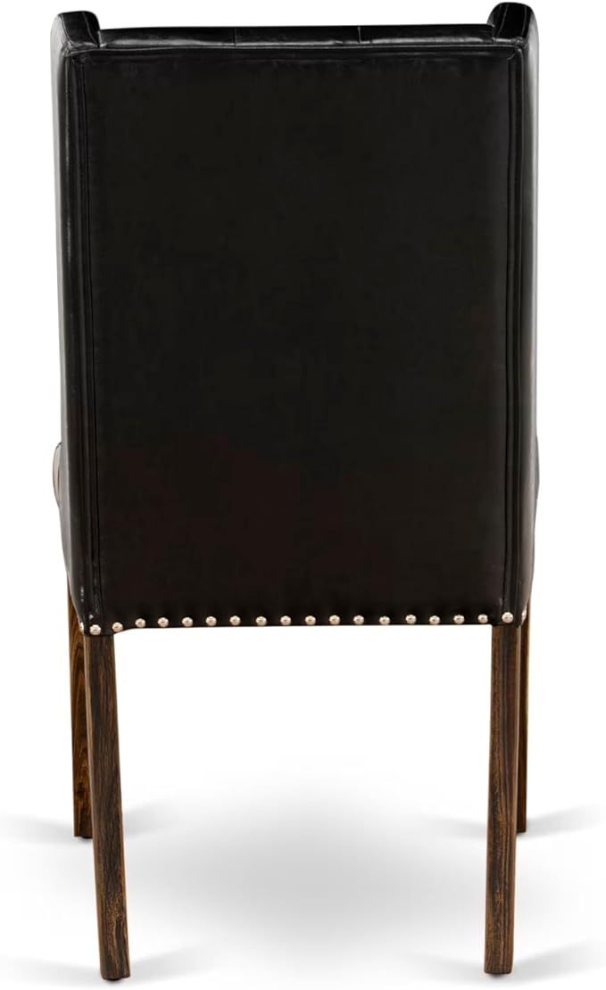 East West Furniture V727FO749-5 5 Piece Dining Set Includes a Rectangle Dining Room Table with V-Legs and 4 Black Faux Leather Upholstered Parson Chairs, 40x72 Inch, Multi-Color