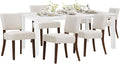COLAMY 60 Inch Rectangular Kitchen Dining Table for 6, Modern Farmhouse Dining Table Set for 6, Wood Dining Table and Kitchen Dining Chairs for Dining Room, Restaurant, White/Beige