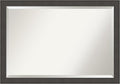 Amanti Art Silver Bathroom Mirror for Over Sink, 28x40 Blaine Light Pewter Narrow Rectangle Vanity Mirror, Large Modern Contemporary Frame, Hangs Horizonally and Vertically, Bathroom Wall Decor
