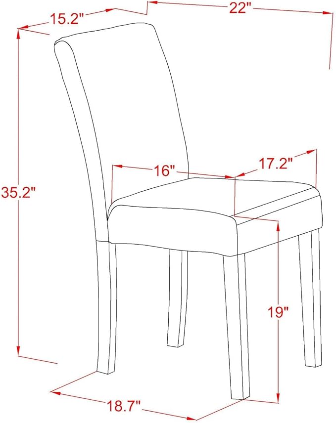 East West Furniture DLAB5-MAH-72 5 Piece Dinette Set for 4 Includes a Round Dining Table with Dropleaf and 4 Firebrick Red Faux Leather Parson Dining Room Chairs, 42x42 Inch, Mahogany