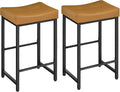 HOOBRO Bar Stools,25.4" Saddle Stools with PU Upholstery, Counter Height Stools with Footrest, Kitchen Breakfast Chairs, for Dining Room, Cafe, Bar, Brown and Black CB23BY01
