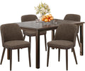 COLAMY 60 Inch Rectangular Kitchen Dining Table for 4, Modern Farmhouse Dining Table Set for 4, Wood Dining Table and Upholstered Dining Chairs for Kitchen, Dining Room, Restaurant, Brown/Dark Brown