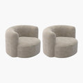 Acanva Luxury Modern Tight Curved Back Velvet Sofa, Minimalist Style Comfy Couch for Living Room Apartment Reception Space, Cream Single Chair Set of 2