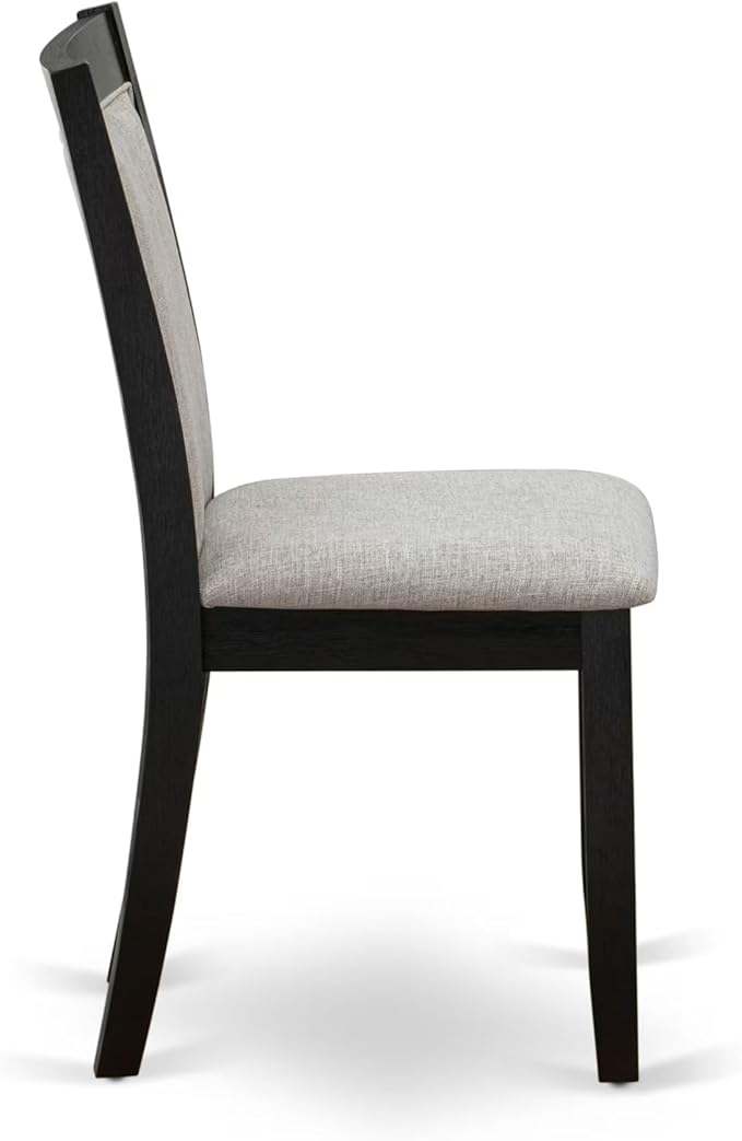 East West Furniture V677MZ606-7 7 Piece Modern Dining Table Set Consist of a Rectangle Wooden Table with V-Legs and 6 Shitake Linen Fabric Upholstered Chairs, 40x72 Inch, Multi-Color