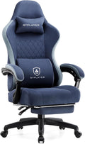 GTPLAYER Office Chair, Gaming Computer Desk Fabric Chair with Footrest, High Back Ergonomic Office Chair with Pocket Spring Lumbar Support and Linkage Armrests Adjustable Height Swivel for Home Task