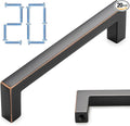 KOOFIZO 20-Pack Solid Square Bar Cabinet Handle - Oil Rubbed Bronze Furniture Pull, 3.8 Inch/96mm Screwhole Distance for Kitchen Cupboard Door, Bedroom Dresser Drawer, Bathroom Wardrobe Hardware