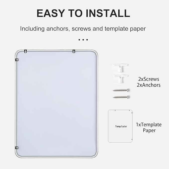 30"x30" Bathroom Wall Mirror with Matte Black Metal Frame & HD Glass, Copper-Free Mirrors Modern Rectangle Round Corner Framed Vanity Mirror - Horizontal or Vertical Installation