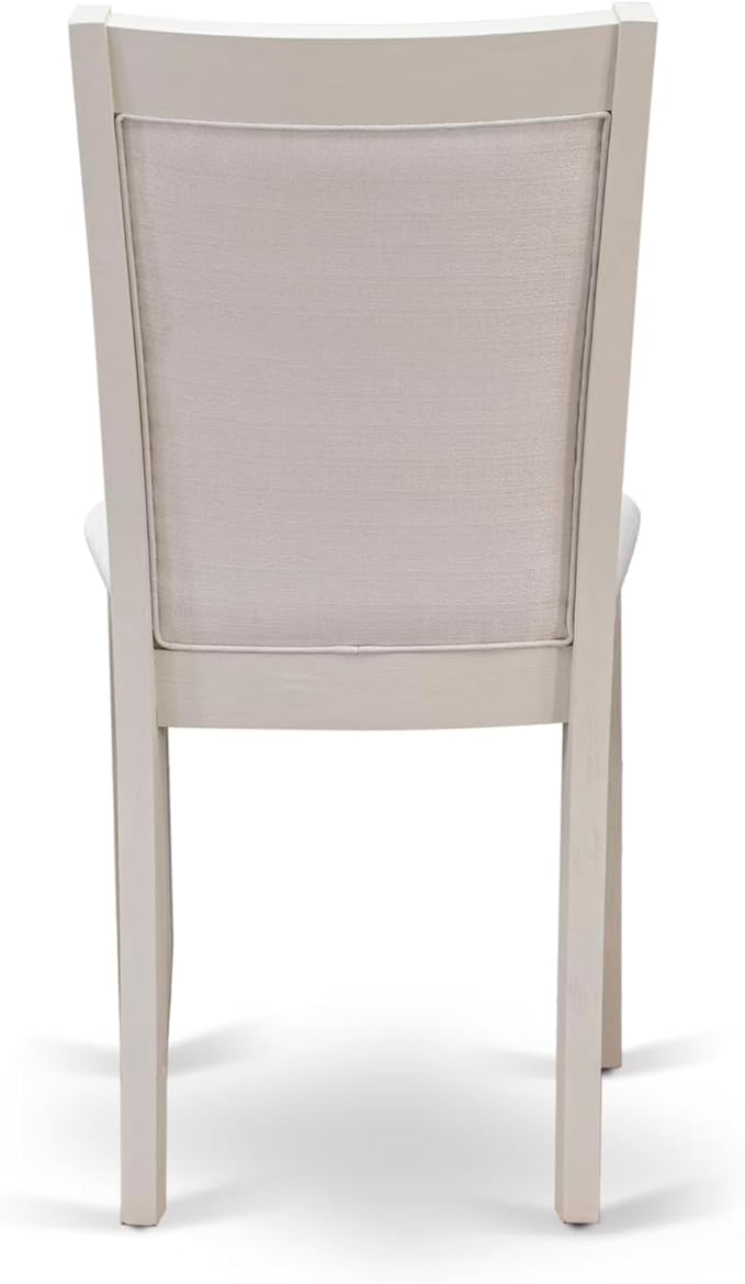 East West Furniture V027MZ001-5 5 Piece Dining Room Furniture Set Includes a Rectangle Dining Table with V-Legs and 4 Cream Linen Fabric Parsons Chairs, 40x72 Inch, Multi-Color