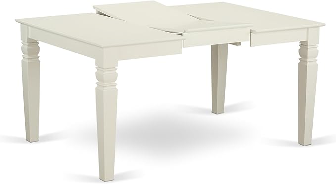 East West Furniture WEIP5-WHI-C 5 Piece Dining Room Table Set Includes a Rectangle Kitchen Table with Butterfly Leaf and 4 Linen Fabric Upholstered Dining Chairs, 42x60 Inch, Linen White