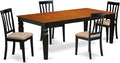 East West Furniture LGAN5-BCH-C 5 Piece Kitchen Table Set for 4 Includes a Rectangle Dining Room Table with Butterfly Leaf and 4 Linen Fabric Upholstered Chairs, 42x84 Inch, Black & Cherry