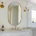 ANDY STAR Oval Mirrors for Bathroom, 26x38 Inch Gold Oval Mirror, Oval Brass Mirror Pill Shaped Stainless Steel 1’’ Deep Metal Frame Mirror Hang Vertically & Horizontally Ideal for Limited Space
