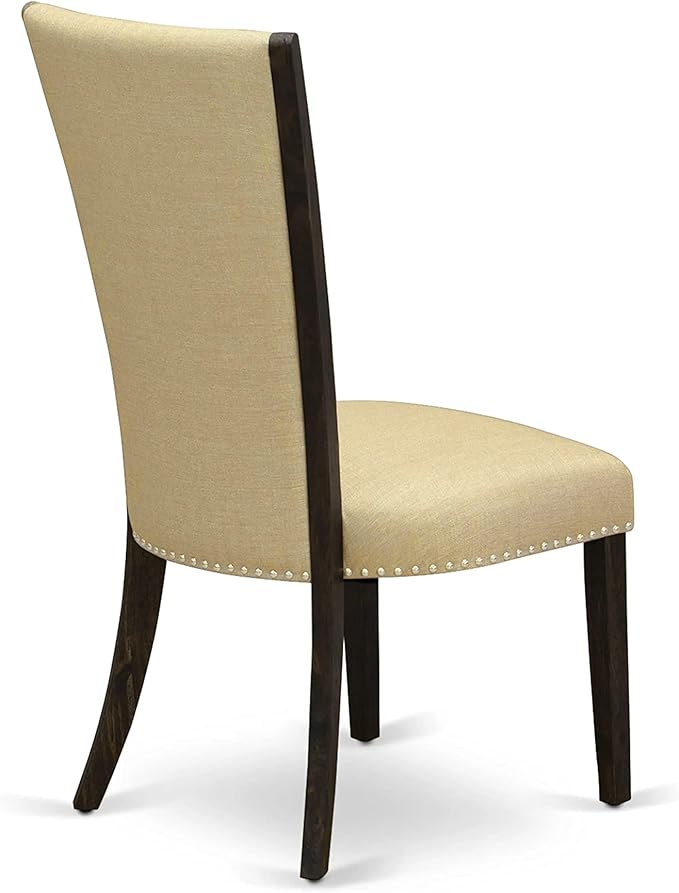 East West Furniture X727VE703-6 6 Piece Dining Room Table Set Contains a Rectangle Kitchen Table with X-Legs and 4 Brown Linen Fabric Parson Chairs with a Bench, 40x72 Inch, Multi-Color