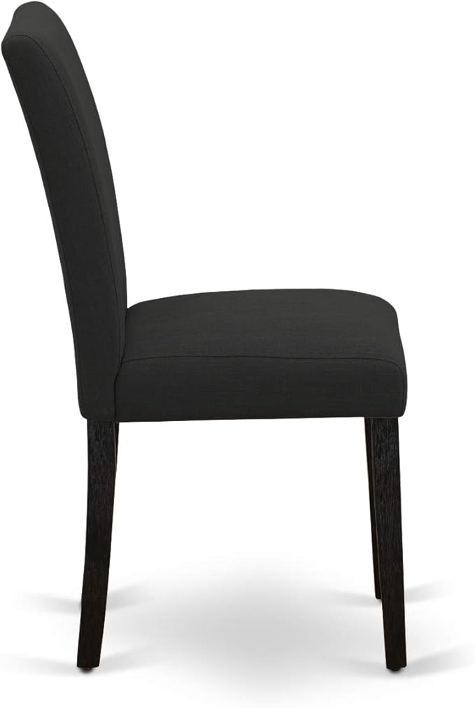 East West Furniture X697AB624-7 7 Piece Modern Dining Table Set Consist of a Rectangle Wooden Table with X-Legs and 6 Black Color Linen Fabric Upholstered Chairs, 40x72 Inch, Multi-Color