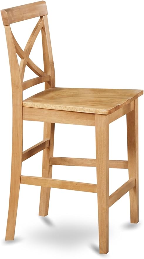 East West Furniture CAPU7H-OAK-W 7 Piece Kitchen Counter Height Dining Table Set Consist of a Rectangle Dining Room Table and 6 Wooden Seat Chairs, 36x60 Inch, Oak