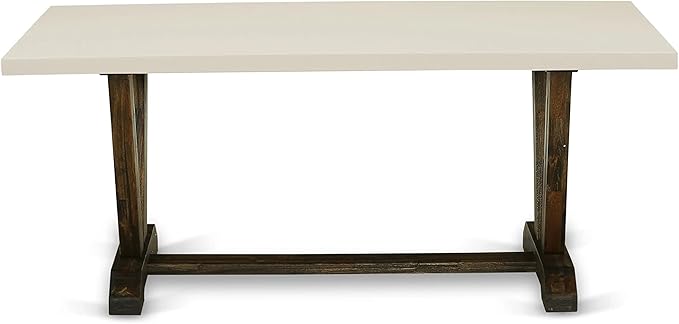 East West Furniture V727MZ748-5 5 Piece Dining Room Furniture Set Includes a Rectangle Dining Table with V-Legs and 4 Coffee Linen Fabric Upholstered Chairs, 40x72 Inch, Multi-Color