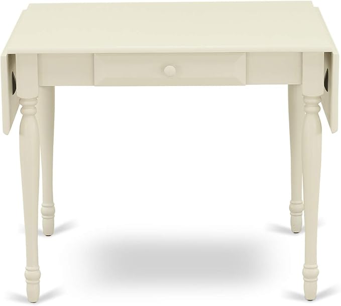 East West Furniture MZKE5-LWH-W 5 Piece Dining Room Furniture Set Includes a Rectangle Kitchen Table with Dropleaf and 4 Dining Chairs, 36x54 Inch, Linen White
